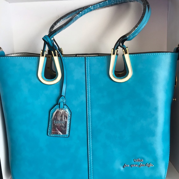 Saba Handbags - New Turquoise Blue Tote with handles & straps.